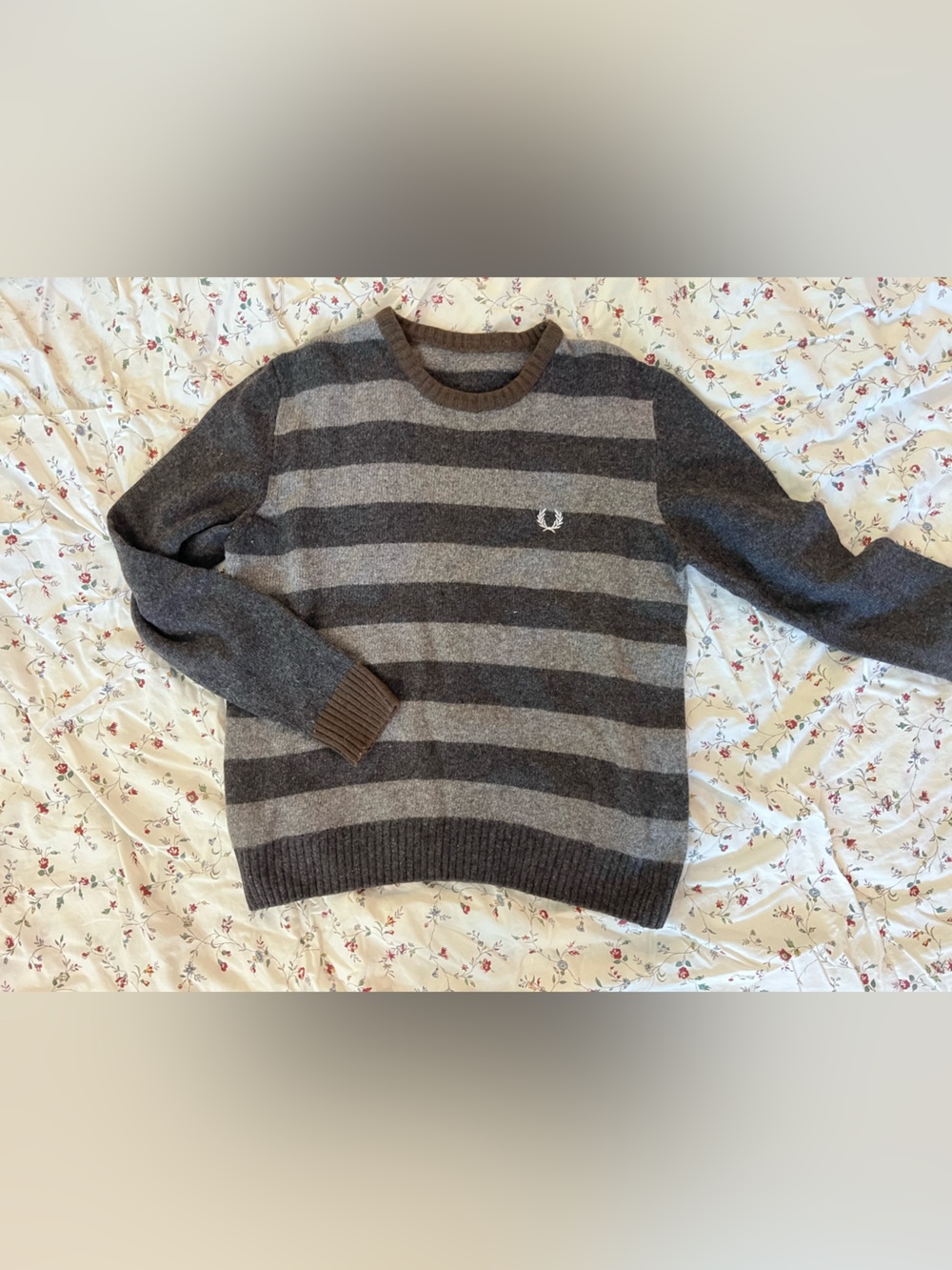 Fred Perry Gray Striped Sweater - Picture 2 of 5